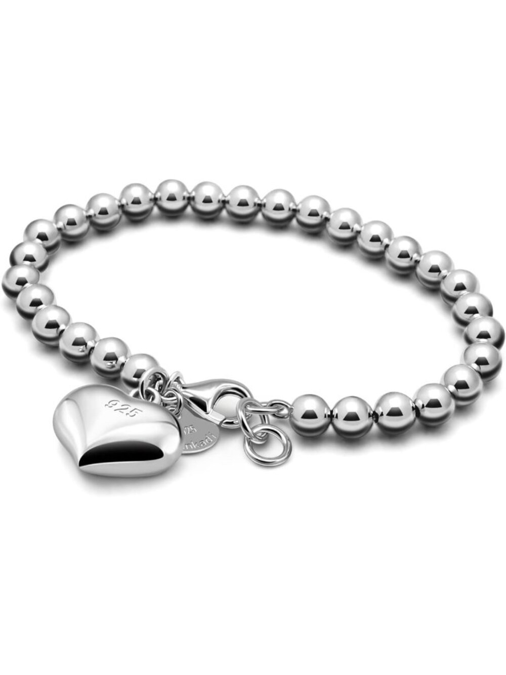 Handmade 925 Sterling Silver Ball Chain Bracelet for Women - Rose Gold Bead